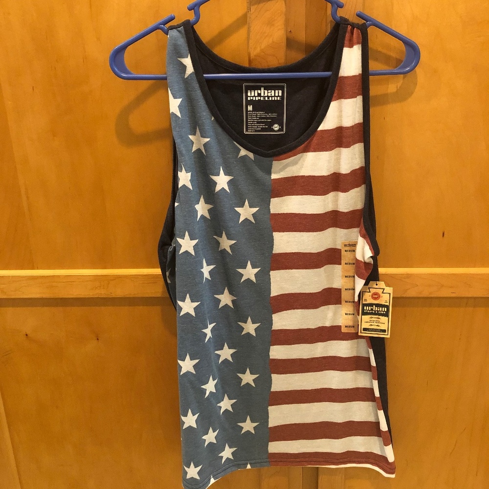 New Mens American Flag Tank Top